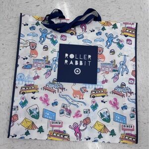Roller Rabbit Kids Reusable Tote Bag - White with Multicolor Print